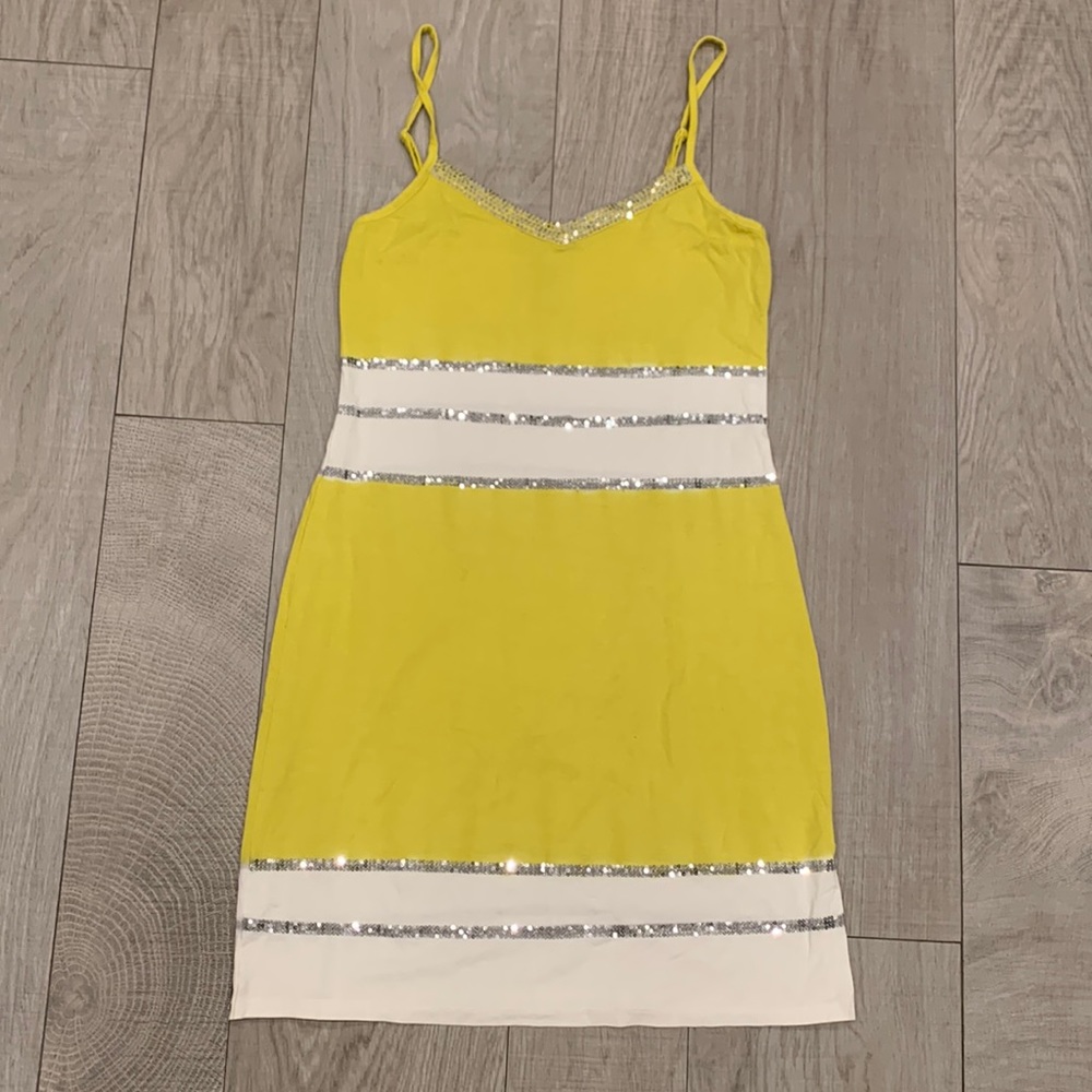 INC Yellow and White Tank Top Dress - Picture 1 of 6